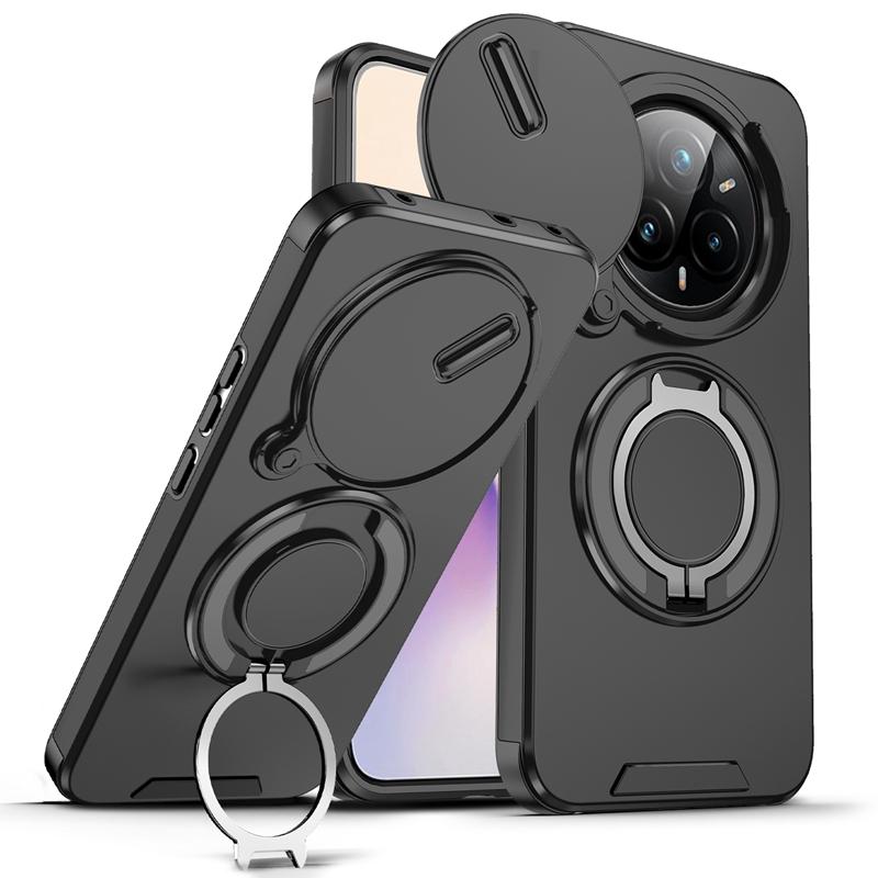 Бронированный чехол для OPPO Realme 14 Pro 5G со сдвижной защитой объектива камеры, кольцом-подставкой и задней крышкой для Realme 14 Pro+ Plus Capa