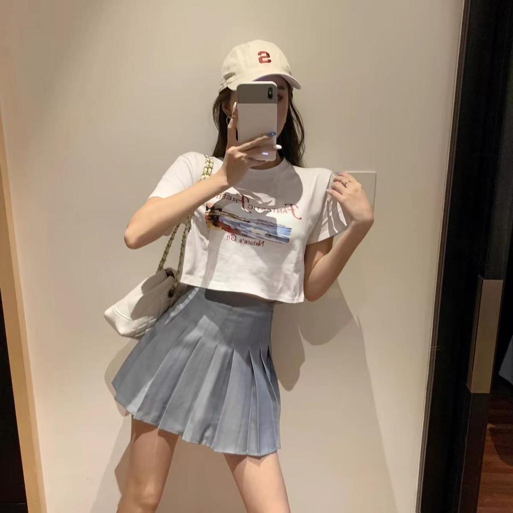 Коричневая юбка, женская летняя одежда, женская высокая талия, Harajuku, черная мини-плиссированная юбка в корейском стиле для школьной формы