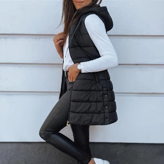 Women'S Puffer Vest Casual Zip Up Quilted Padded Vest Hooded
