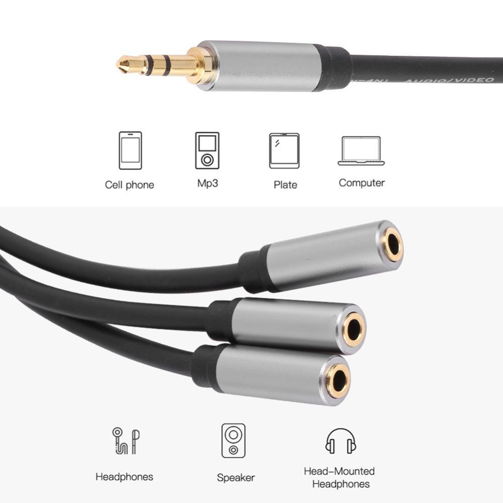 1 Male to 3 Female Stereo 3.5mm Splitter Plug-and-Play 0.3 Meters/11.8in Length 3 in 1 Audio Splitter Cable