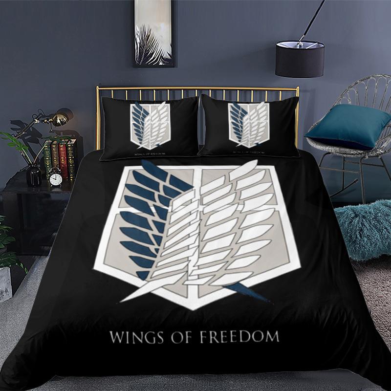 Anime Attack On Titan 3D Printed Bedding Set Duvet Cover Pillowcase Freedom Wings Bedclothes For Boys Kids Twin Single Full Size