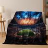 Green Black Football Field Stadium Art Flannel Blanket,Cozy Soft Throw Blanket for Home Bedroom Bed Sofa Picnic Cover Kids Gift
