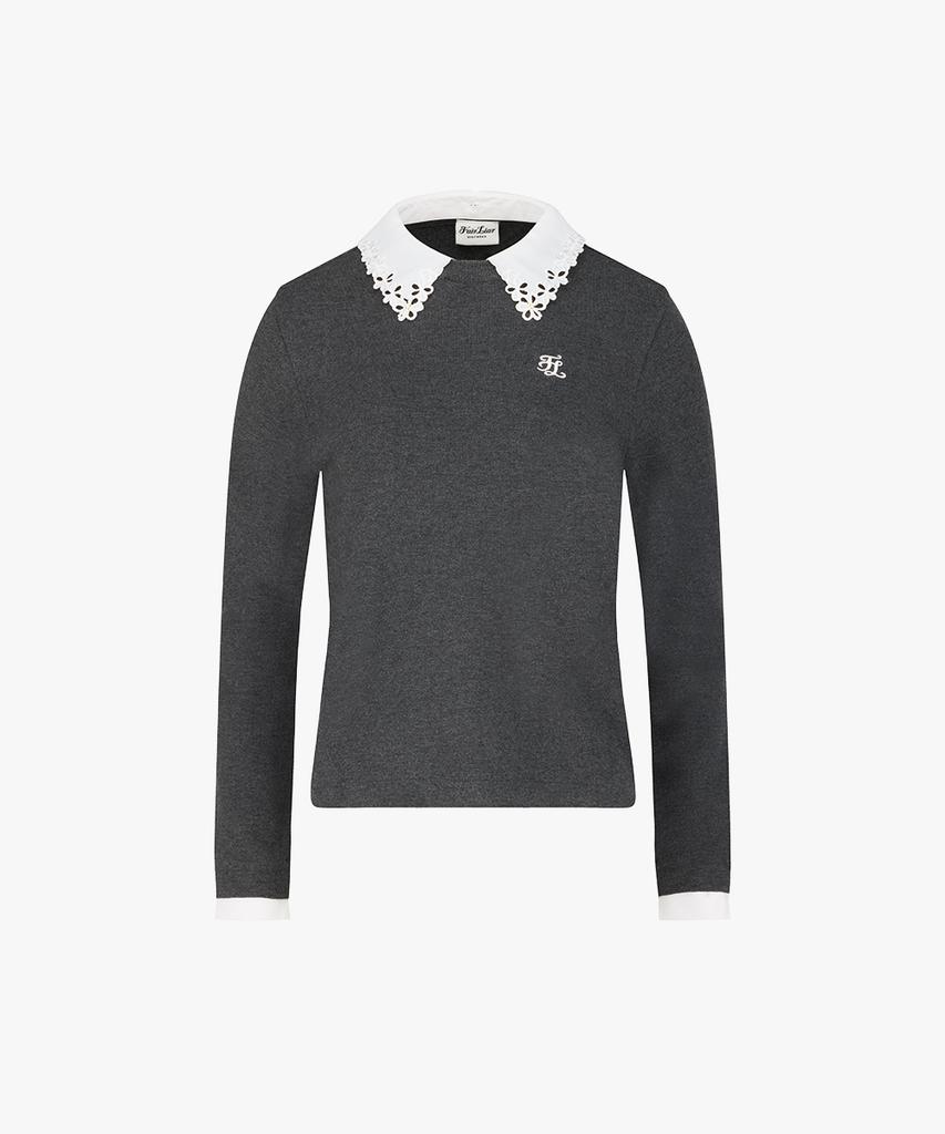 FAIRLIAR GOLF Lace Collar Detachable Knit (Charcoal)