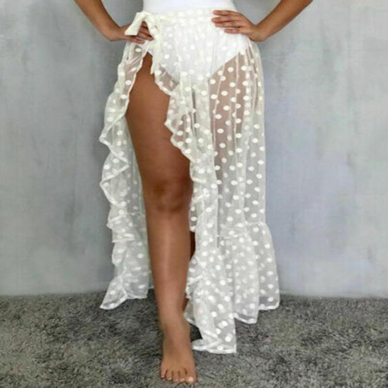Модная женская сексуальная шифоновая шифоновая юбка в стиле бохо с высоким разрезом, длинная макси-юбка, пляжная юбка черного цвета