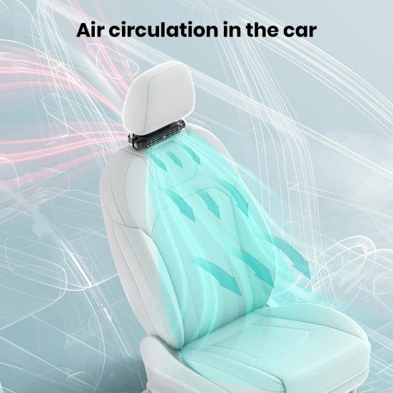 Вентилятор охлаждения автомобиля. Регулируемая скорость вращения вентилятора в заднем подголовнике автомобиля. Простота установки. USB-подключение. Безлопастной мощный электрический вентилятор для циркуляции воздуха.