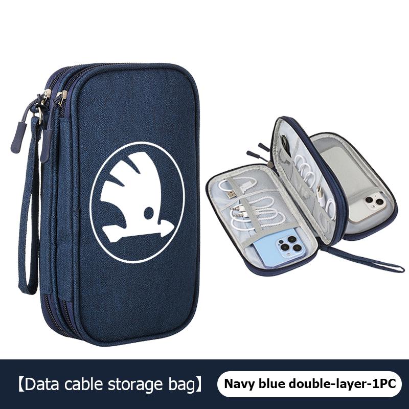 Travel Portable Digital Accessories Storage Bag Organizer For Skoda Kamiq Karoq Octavia 2 3 Rapid Scala Kami Fabia VII VRS RD4