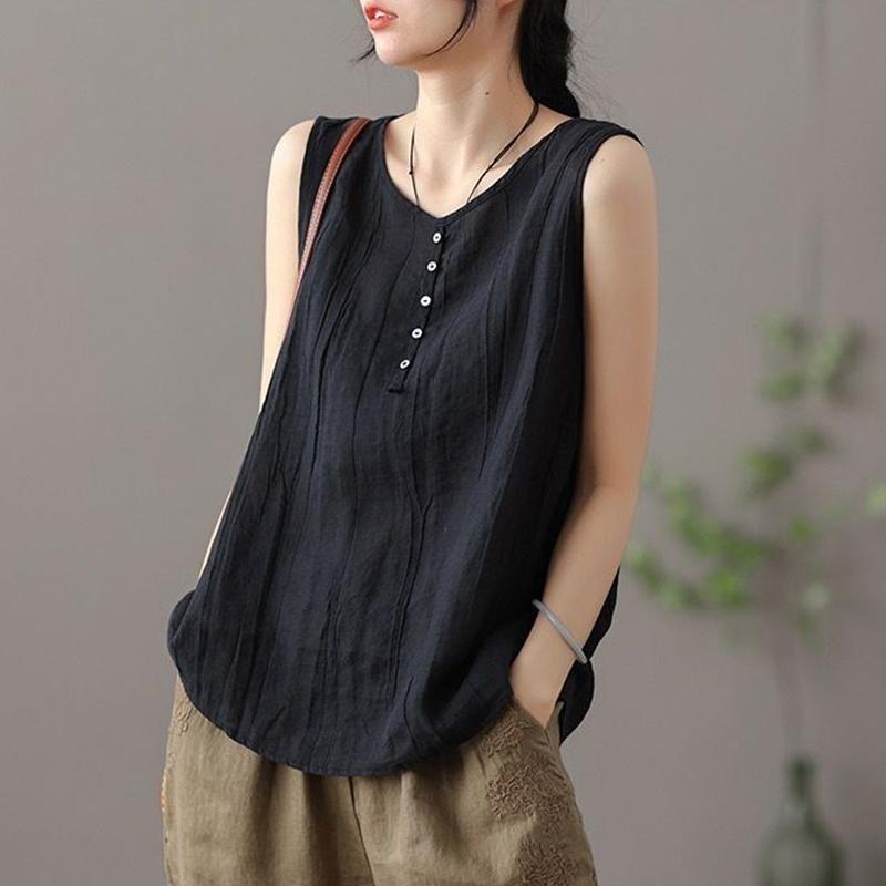 Летний жилет без рукавов из хлопка и льна, большой размер, свободный, однотонный, универсальный, тонкий, внутренняя и внешняя одежда, тонкий топ