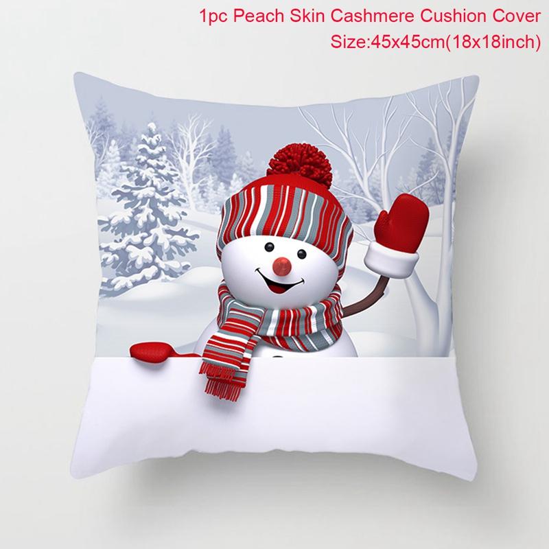 Snowman Christmas Cushion Cover Merry Christmas Decorations For Home Cristmas Sofa Decor Navidad Xmas Gifts New Year