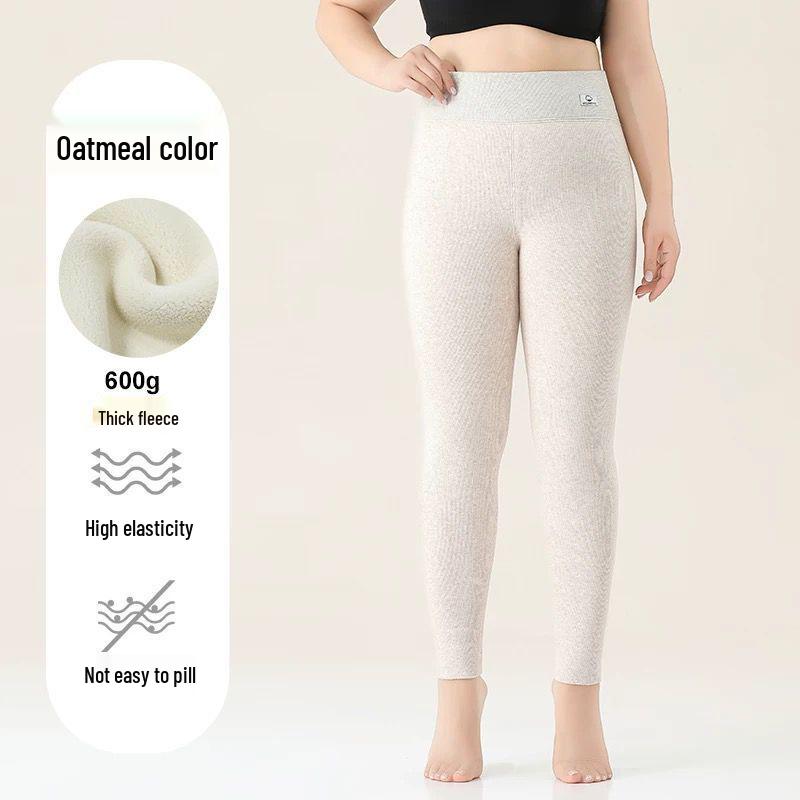 Женские хлопковые леггинсы большого размера на флисовой подкладке - Очень толстые, с высокой посадкой, в вертикальную полоску, размеры до 200 цзинь