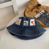 Шляпа-панама из вареного денима с наклейкой-штампом, женская летняя универсальная шляпа-умывальник, милая шляпа большого размера по окружности головы