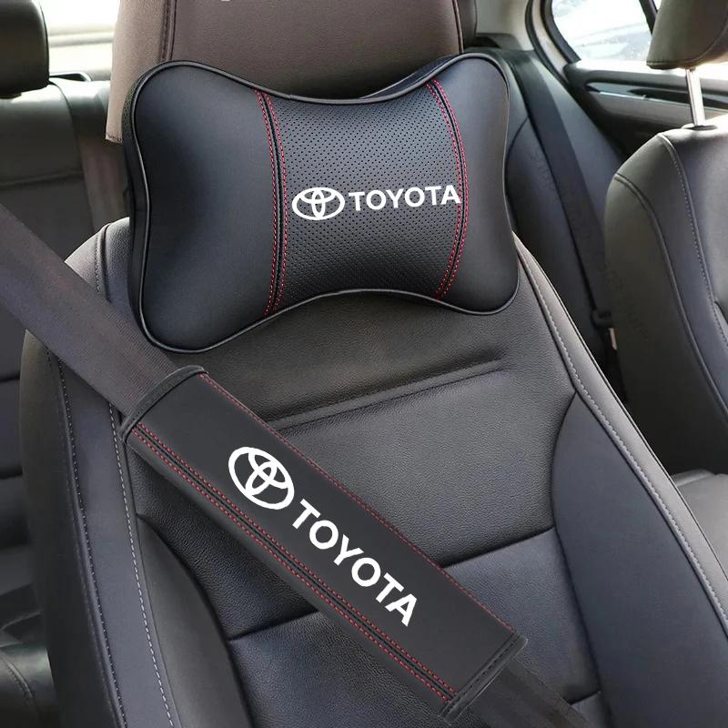 PXTZ4 Car Headrest Neck Pillow Seat Belt Shoulder Pads For Toyota Camry Auris Corolla Yaris Aygo RAV4 Prius Hilux Avensis Land Cruiser