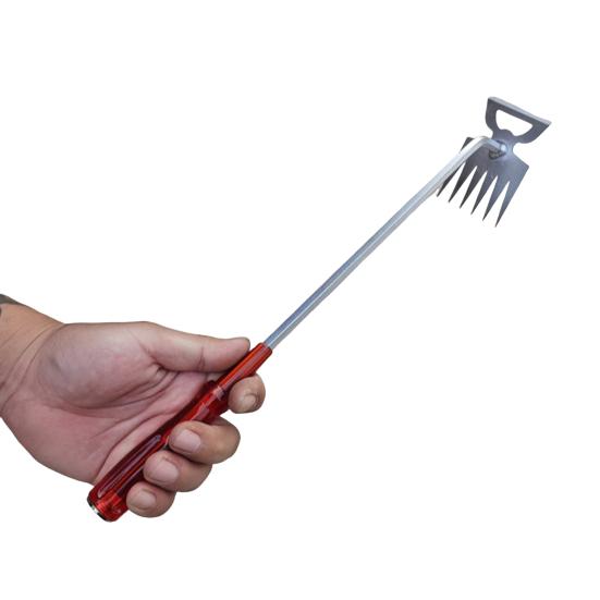 Weed Puller Tool 6 Teeth Steel Forged Hand Weeder 2-in-1 Manual Weed Remover