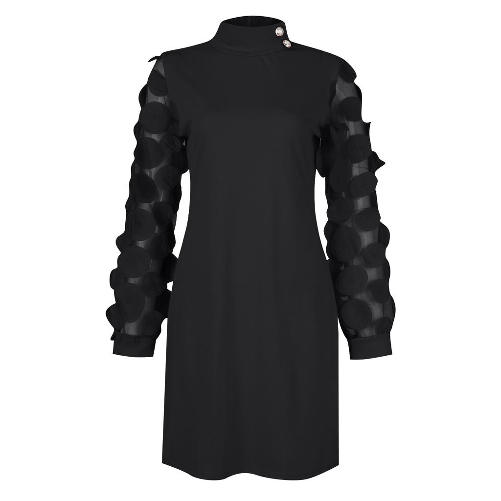 Женское модное кружевное платье с круглым вырезом и длинным рукавом, облегающее талию