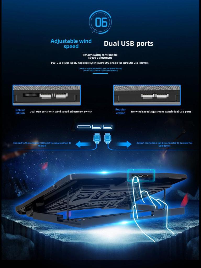 H9 Gaming Laptop Cooling Stand with 6-Fan Radiator