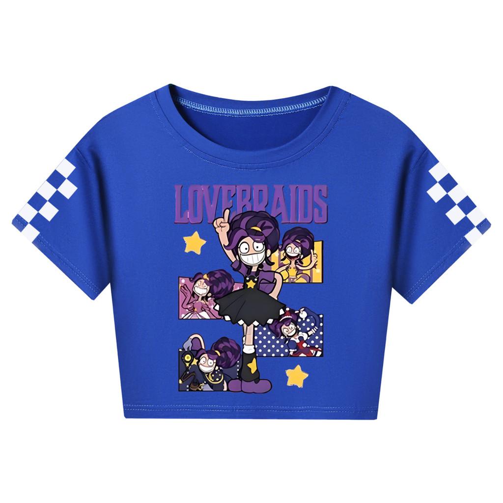 5601 Kids Girls Print Short Style Cute T-Shirt