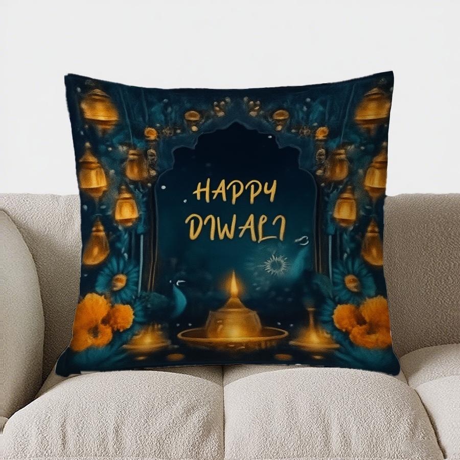 Декор для дома Diwali Blessings: Подушка с рисунком «Слоны и фонари» Наволочка Подходит для дивана, спальни, автомобиля