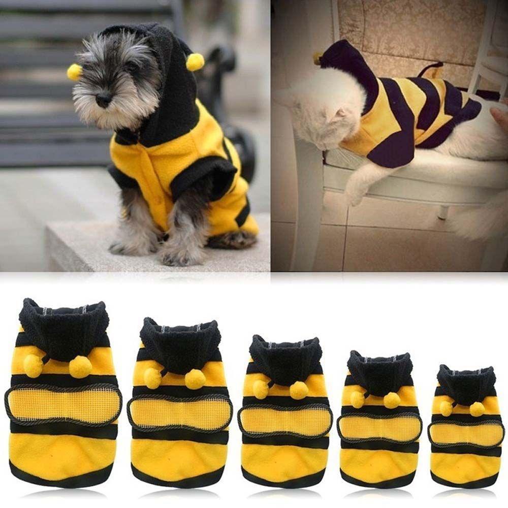 Fleece Cute Cat Clothing Puppy Bee Costume Dog Hoodie Pet Clothes Coat