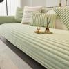 1pc Modern Plush Striped Sofa Cover, Flannel Protector for Loveseat & Sofa,All-Season Furniture Cover for Living Room, Bedroom, Office Decor