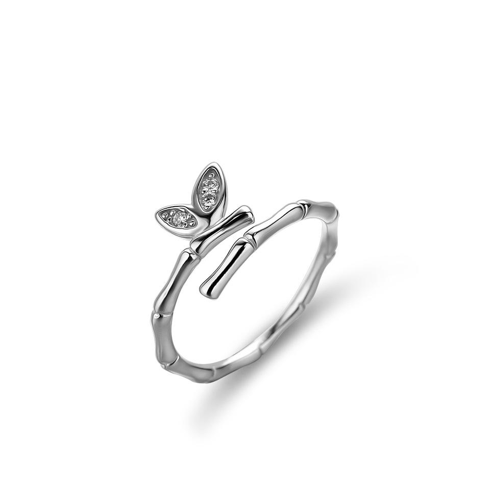 S925 Silver Vintage Smiley Face Open Ring Adjustable Women Jewelry
