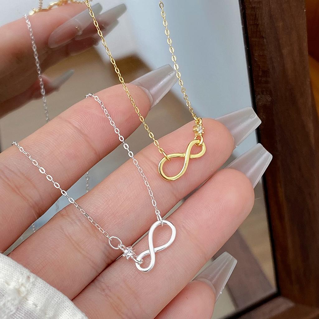 Sterling silver infinite symbol zircon necklace ins simple temperament niche design high sense infinite collarbone chain