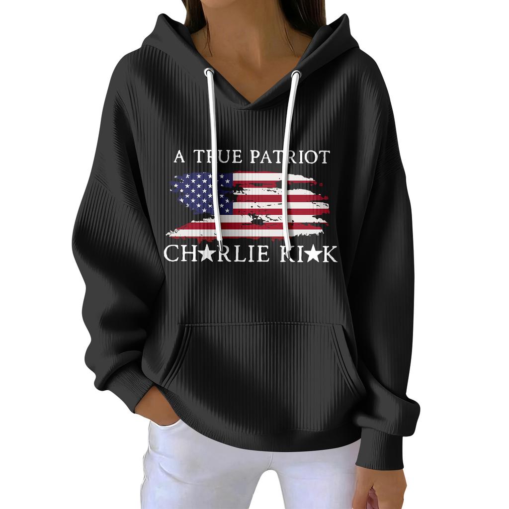 Women's Casual Fashion Print Long Sleeve Hooded Sweatshirt Top