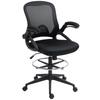 Drafting Chair with Flip-up Armrest, Mesh Office Stool with Foot Ring, 360 Degree Swivel Height Adjustable Chair for Standing Desk, Black