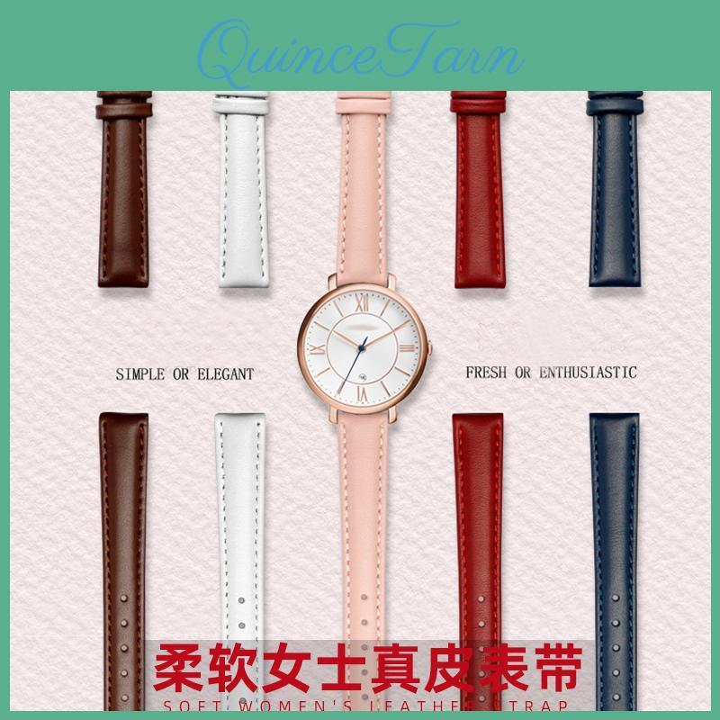 Leather Genuine Watchband For Casio Citizen Fossil Plain Watch Strap Folli Ladies Bracelet Blue Pink Brown 14mm 16mm 18mm 20mm
