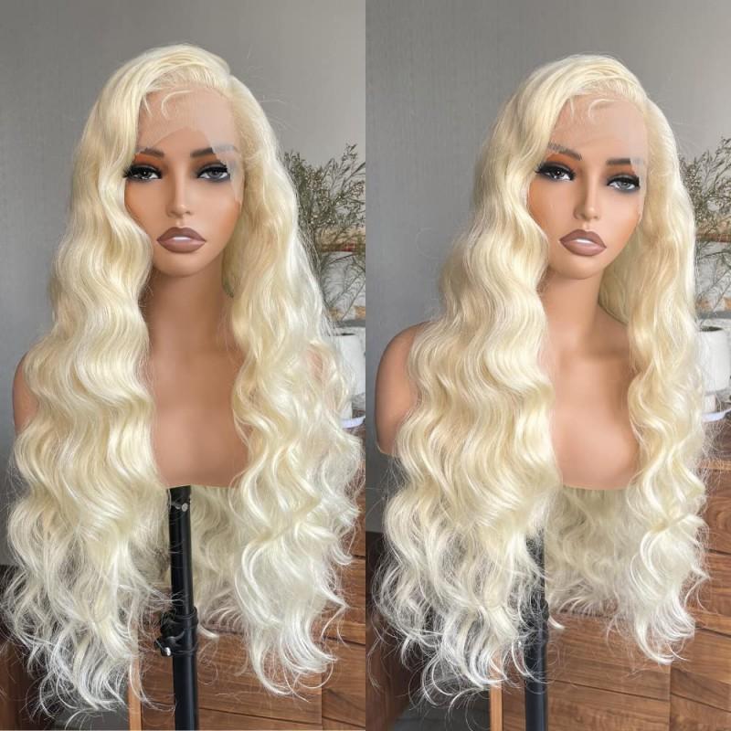 Womens Middle Part Long Curly Wig Hand-Tied Front Lace Synthetic Full Head Wave Daily Use