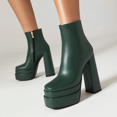 Женские короткие ботильоны на высоком каблуке, модные водонепроницаемые ботильоны на платформе и толстом каблуке, новые осенне-зимние женские ботинки большого размера