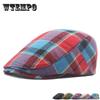 Lightweight Breathable Contrast Color Plaid Beret Caps, Retro Vintage Unisex Flat Hats, British Casual Headwear