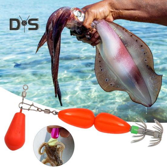 9CM/27G крючок для ловли кальмаров с разноцветными бусинами, двухслойный вертлюжный крючок-зонтик, крючок для ловли каракатицы, рыболовный крючок для ловли в пресной и соленой воде