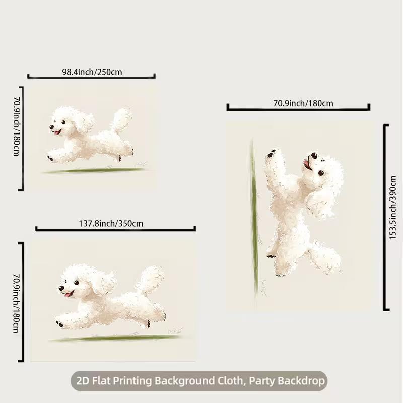 2D Flat Printing Poodle Dog Backdrop for Aesthetic Bedroom & Living Room