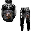 Худи с 3D-принтом собаки ротвейлера, спортивные штаны, мужской, весна-осень, повседневные свитшоты, мужской спортивный костюм, модный мужской костюм
