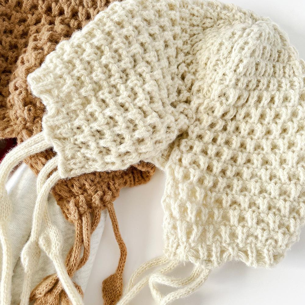 Сладкая ажурная вязаная сумка, шапка, осень и зима, для путешествий, для фото, единичный товар, бахрома, красный вязаный шерстяной берет, женский