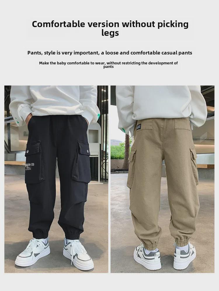 Повседневные брюки из чистого хлопка для мальчиков - Новая коллекция осень-зима 2023 года с бархатом - Для детей и подростков