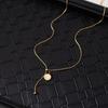 Minimalist Geometric Titanium Steel Layered Necklace For Women With Sparkling Diamond Accents