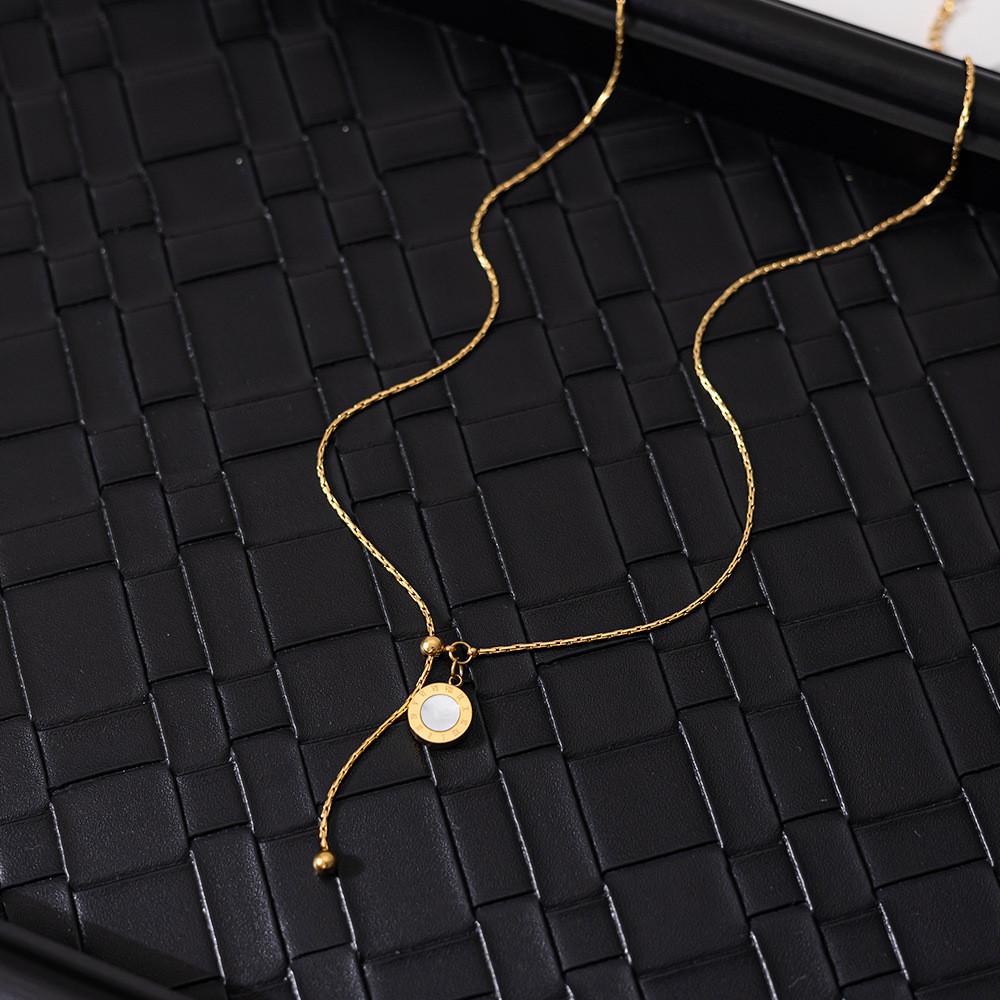 Minimalist Geometric Titanium Steel Layered Necklace For Women With Sparkling Diamond Accents