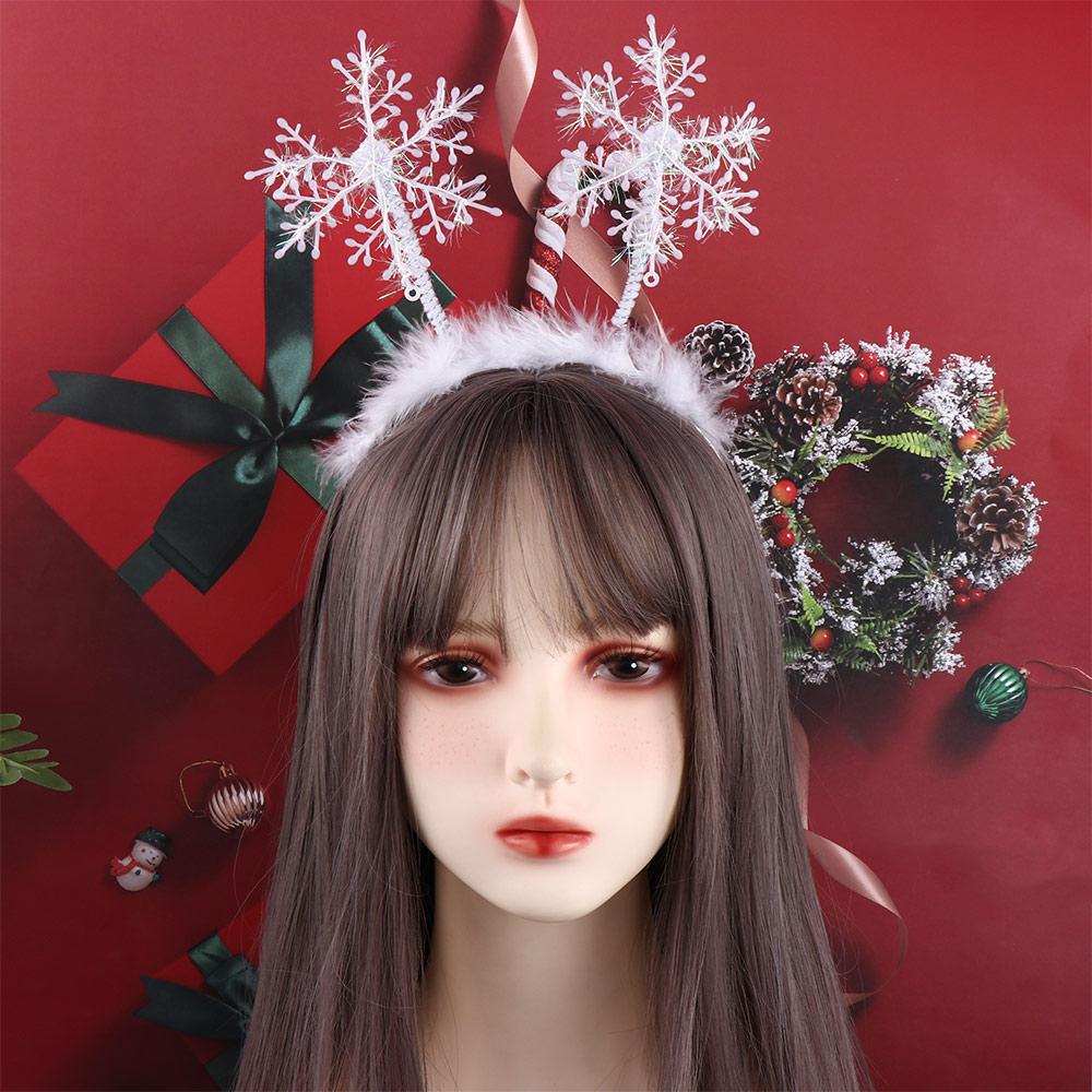 Party Dress Up Christmas Headband Female Plush Hair Hoop Antlers Headband Christmas Decoration