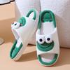Cute Animals Linen Slippers Women Couples Non Slip Thick Soled Spring Summer Cotton Linen Cool Slippers Home Slipper