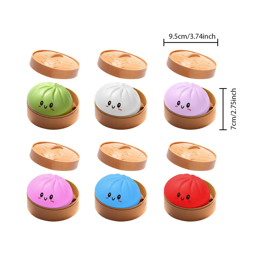 Dumpling Stress Balls Toy with Steamer Simulation Food Squishies Bun Fidget Sensory Toys for Home Desktop Decoration Party Gifts