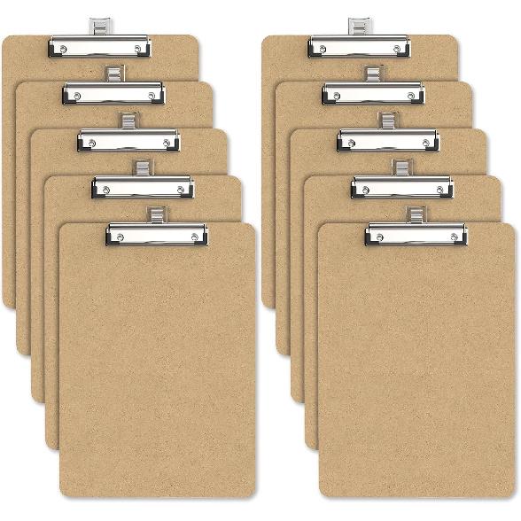 Wood Clipboard Set of 2, 8.5 x 11 Clip Borad with Pen Holder, A4 Standard Dimension 9 x 12.5 in, A4 Letter Size Hardboard for Classroom, Students,