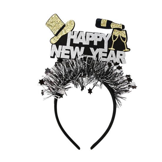 Yousheng Elastic Hair Hoop Men Women New Year Theme Headband HAPPY NEW YEAR Decoration Versatile Hair Accessory
