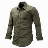 2021 Fashion Military Shirt Long Sleeve Multi-pocket Casual Shirts Brand Clothes Army Green Camisa Masculina 117