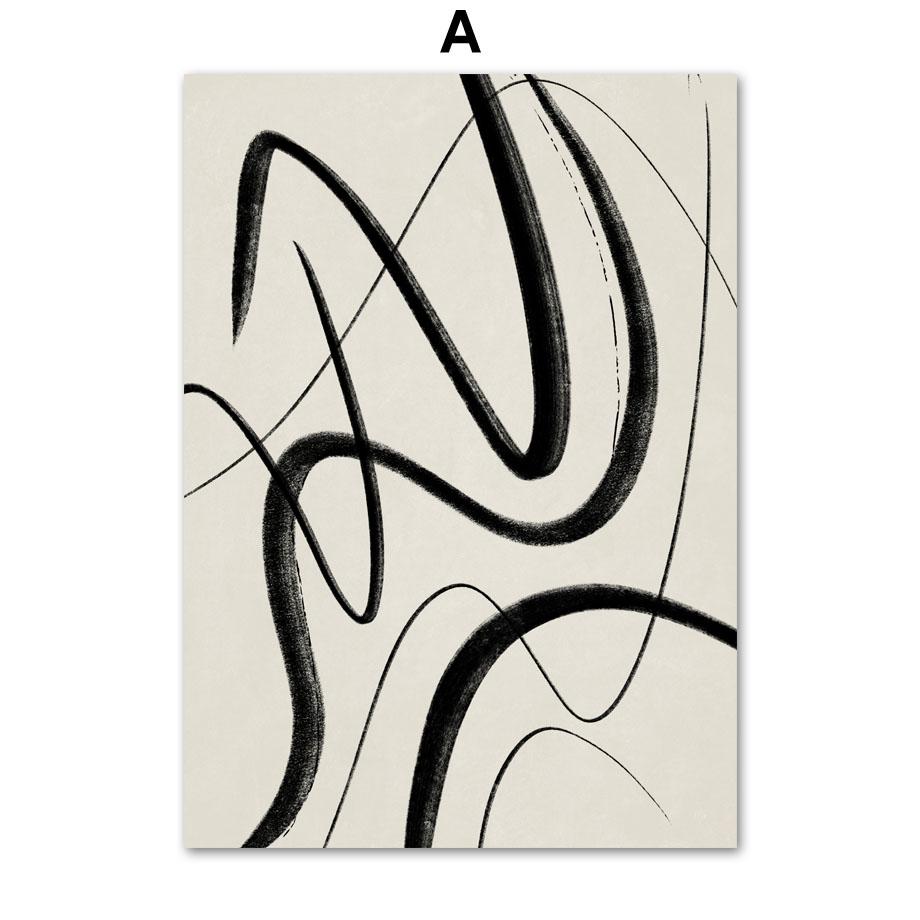 Абстрактные линии, растения, листья, геометрия, цветы, постеры и принты, холст, живопись, скандинавские настенные художественные картины для декора гостиной