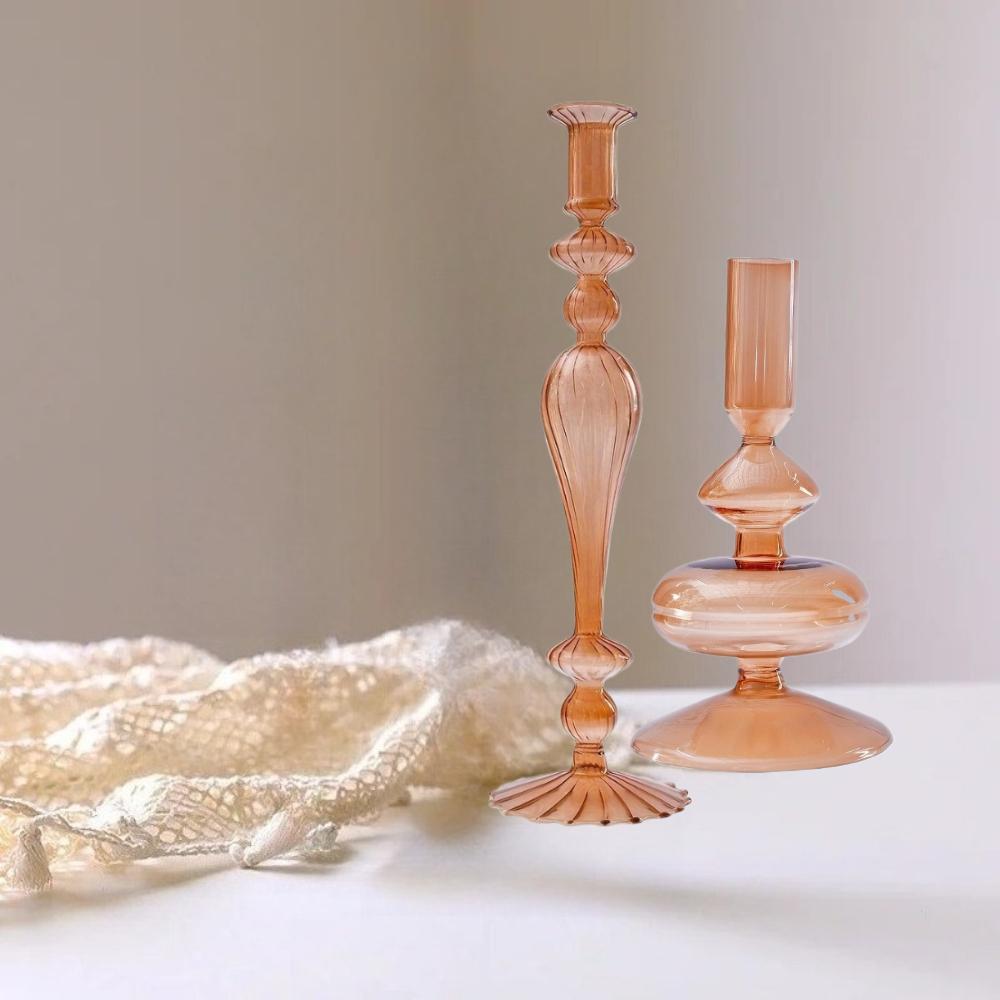 Креативный цветной стеклянный подсвечник в полоску Подсвечник на длинной ножке Помолба Свадьба Фестиваль Праздник Настольное украшение