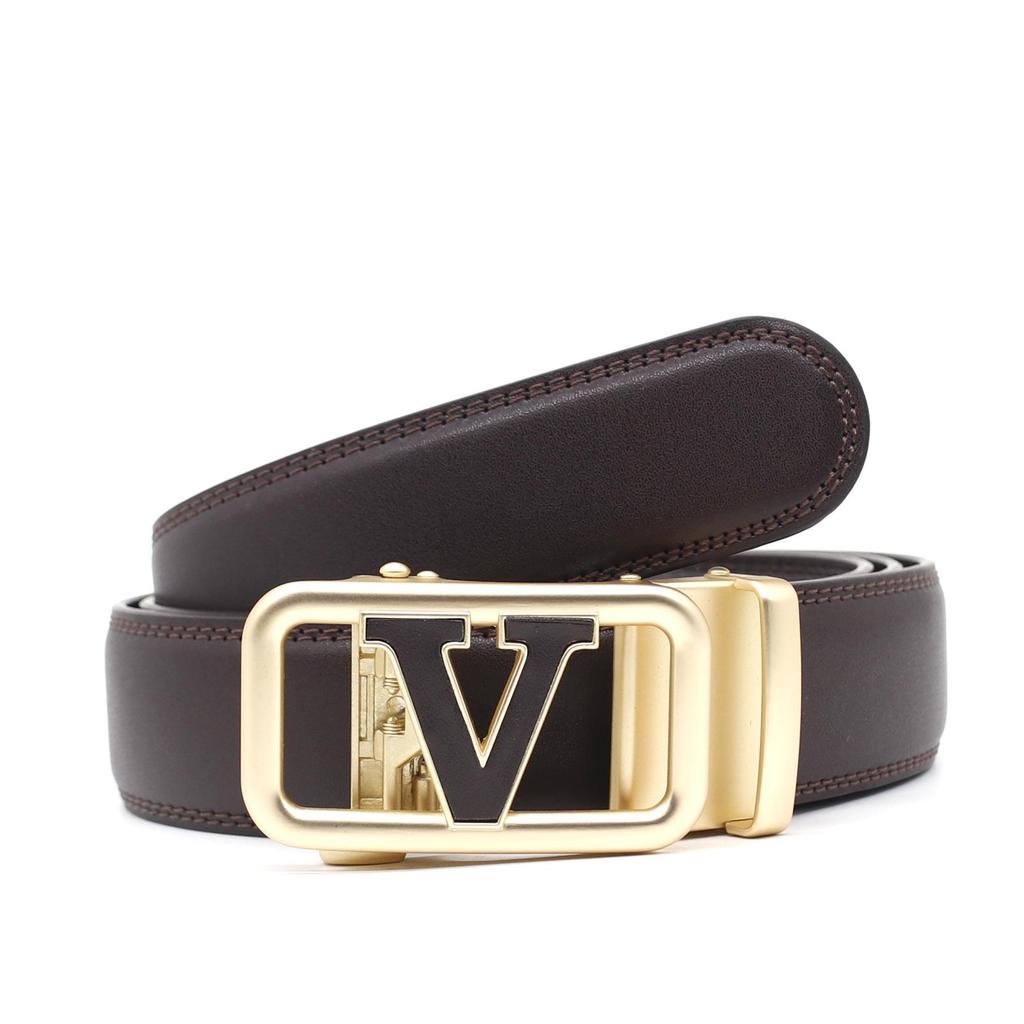 High-End Men's Genuine Leather Automatic Buckle Cowhide Belt - Versatile Fashion Accessory