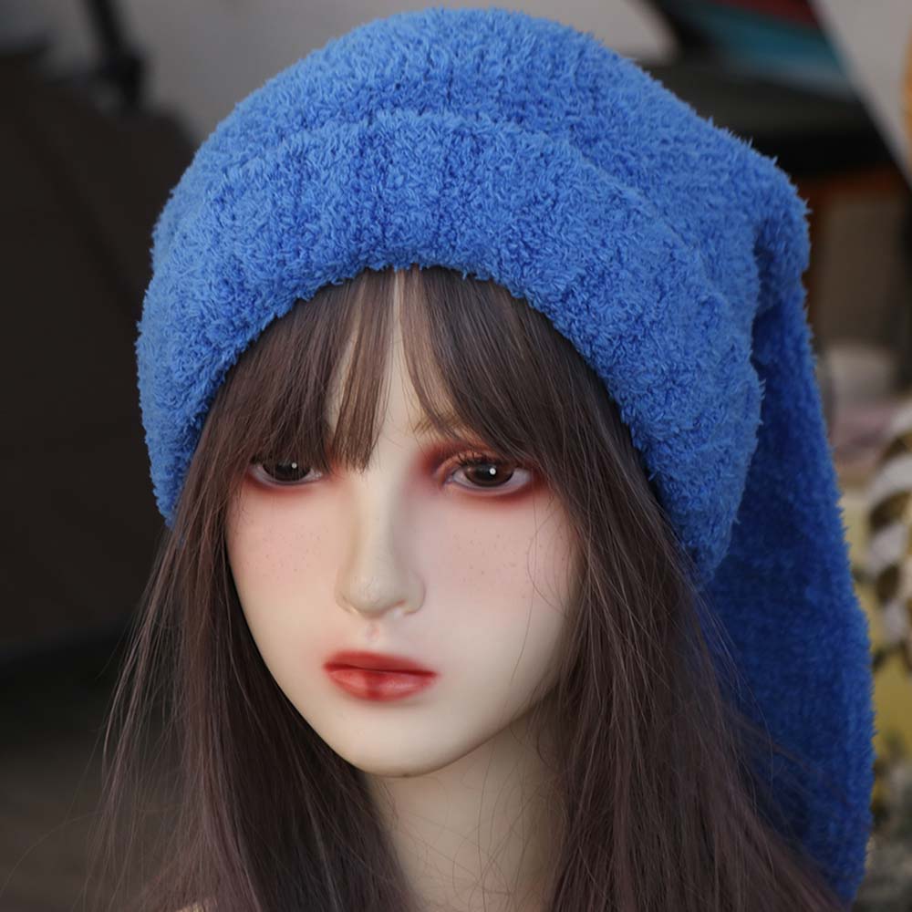 Y2K Rabbit Ear Hats Knitted Plush Skull Cap All-match Women Beanie Hat Ladies
