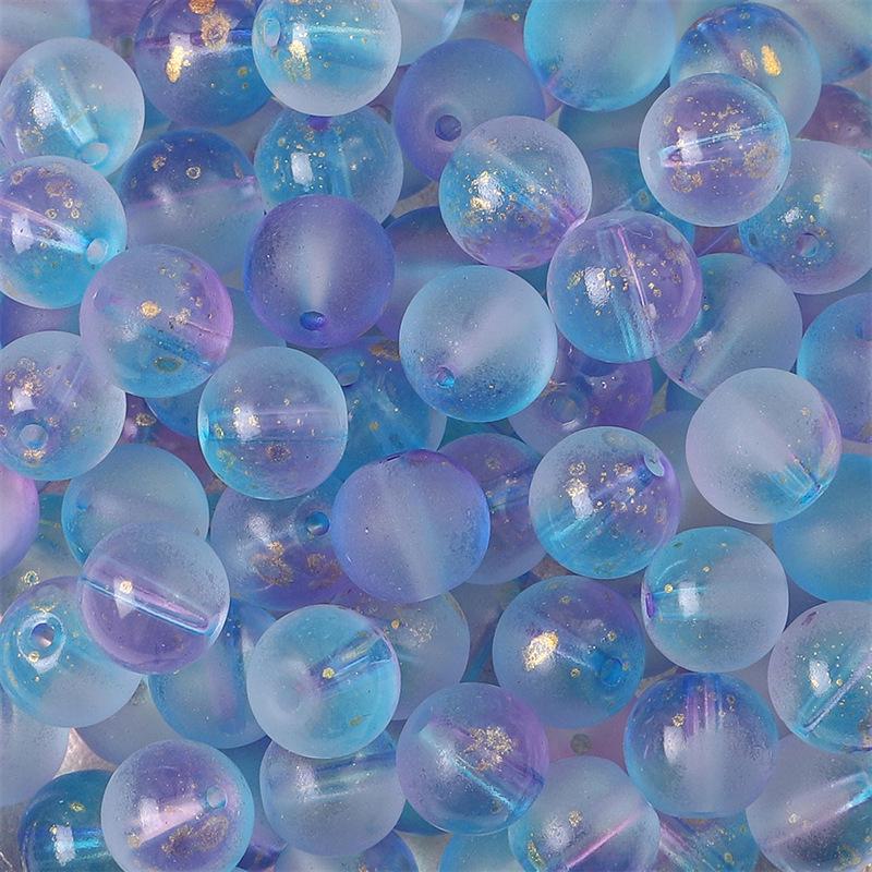 Комплект браслетов из бисера Summer Jelly Gold Glitter: Двойные стеклянные круглые бусины и полусахарные пузырчатые бусины