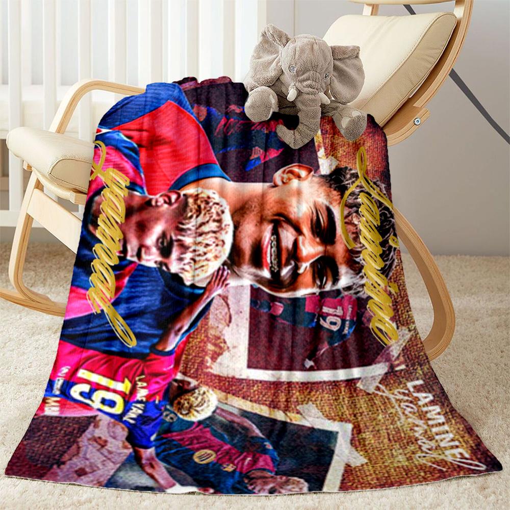 Lamine Yamal's Football Player Portrait Blanket Soft Warm Cozy Great for Sofa Office Picnics Four Seasons Multipurpose Modern Gift for Travel Home Bir