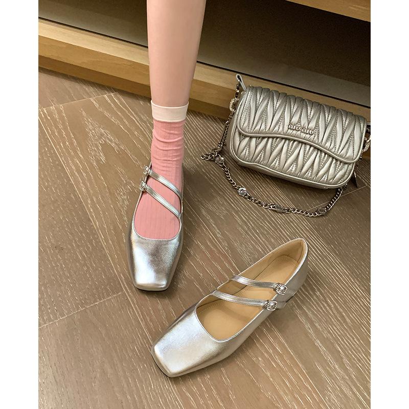 Французские серебряные квадратные повязки на голову с одним словом, туфли Мэри Джейн на низком каблуке, маленькие милые, легкая пряжка-застежка, женские, черные, бордовые, в горошек